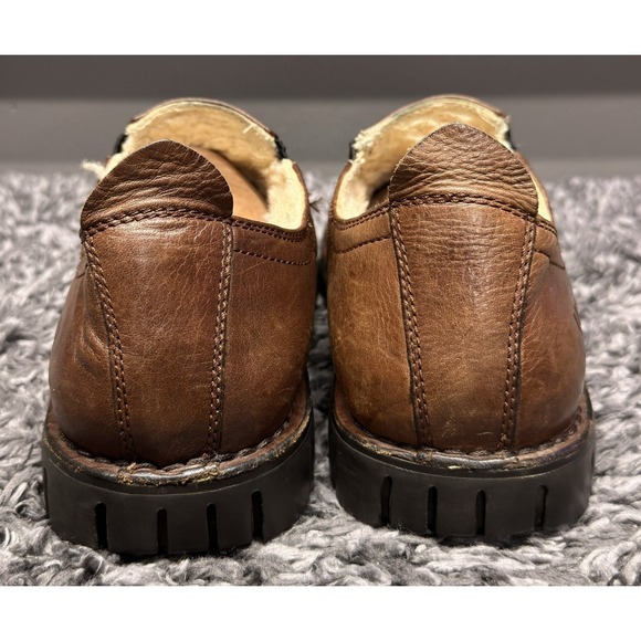 UGG Shoes Loafers Mens 12 Brown Leather Sheepskin Shearling Lined Chunky Slip On main image 10